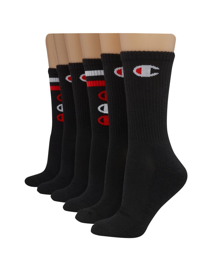 Calcetines Champion Mujer - Crew C Logo 6-Pairs ( Negras ) 6794580-QZ